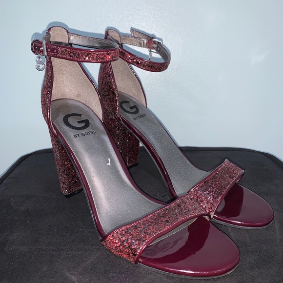 guess burgundy heels